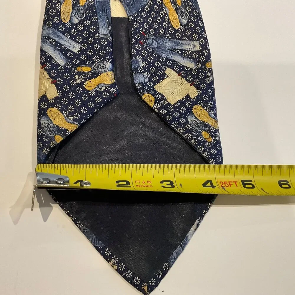 Men's 100% Silk Tie Made In Italy Novelty print jeans tee shirts shoes